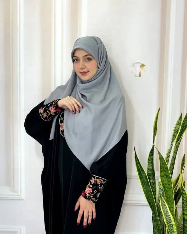 روسری حریرکرپ کشدار / بدون کش طوسی روشن