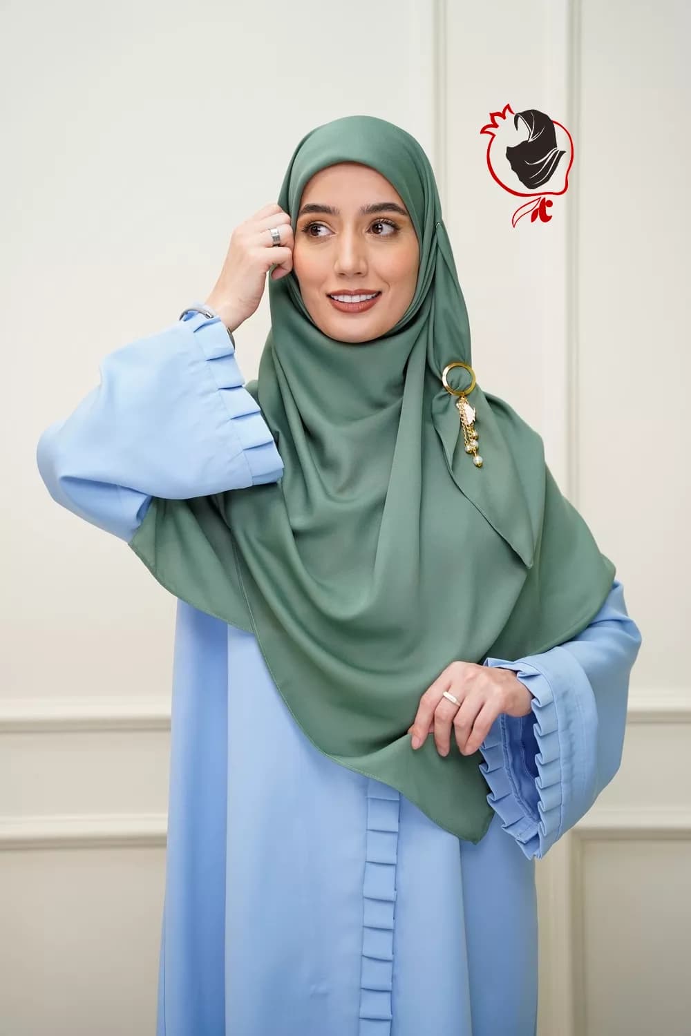 روسری حریرکرپ کشدار / بدون کش سبز جدید