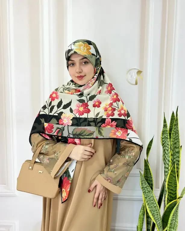 روسری سوپر نخ گلدار قواره بزرگ — تصویر ۶