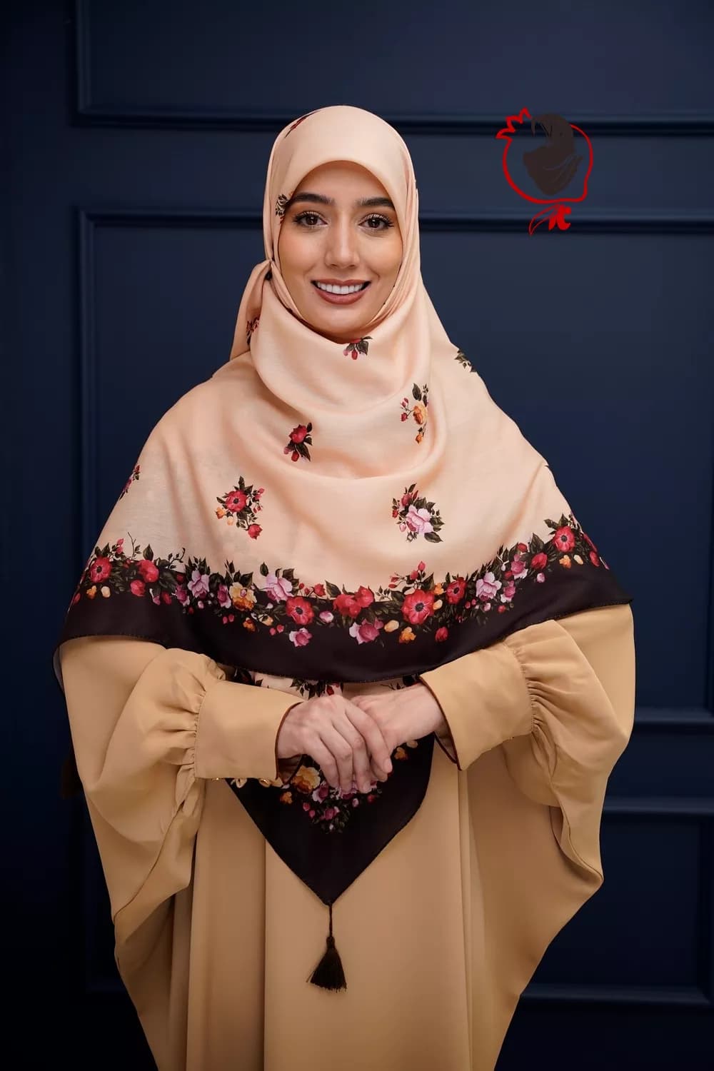 روسری سوپر نخ گلبهی حاشیه دار گلگلی قواره بزرگ