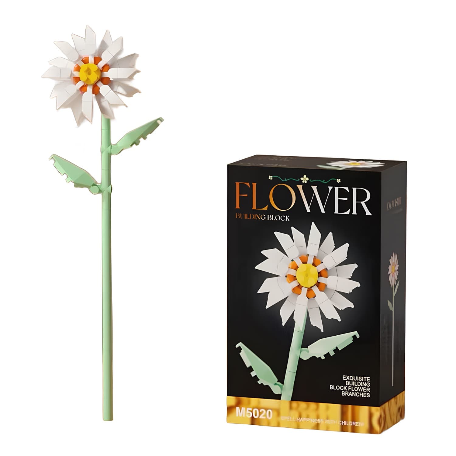 ساختنی 30 تکه ناب سل مدل گل مینیاتوری فلاور طرح شاخه گل بابونه کد FLOWER BUILDING BLOCK M5020 — تصویر ۸