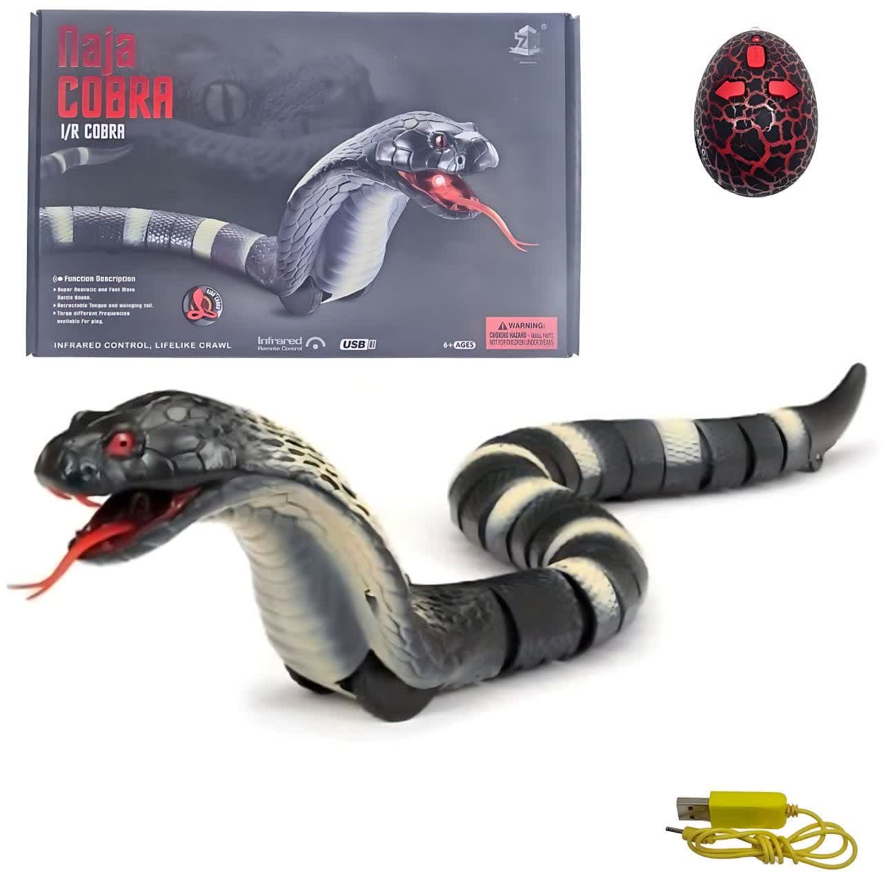 اسباب بازی ناب سل مدل مار کنترلی شارژی چراغدار طرح کبری کد NAJA KING COBRA — تصویر ۱۰
