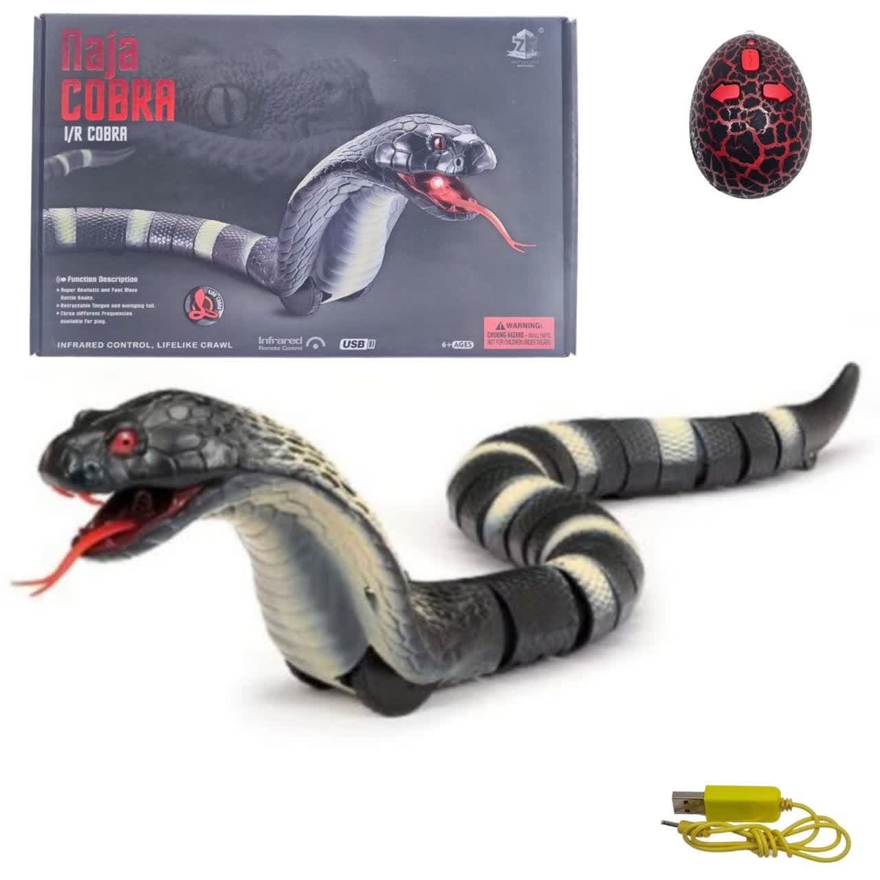 اسباب بازی ناب سل مدل مار کنترلی شارژی چراغدار طرح کبری کد NAJA KING COBRA — تصویر ۹