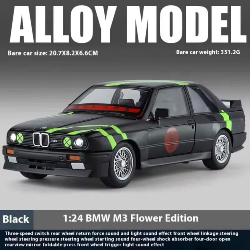ماکت ماشین ناب سل مدل بی ام و فلزی چراغدار BMW E30 M3 NAAB001 به همراه جاسوییچی — تصویر ۱۱