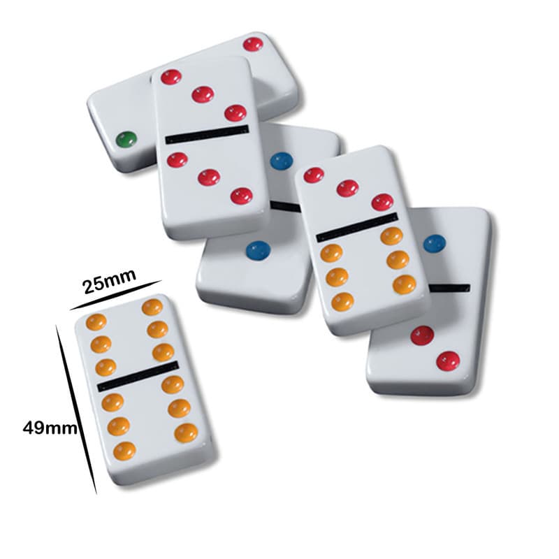 بازی فکری ناب سل مدل دومینو 28 عددی نقطه رنگی نشکن همراه با قاب فلزی کد DOUBLE SIX COLOR DOT DOMINOES NAAB001 — تصویر ۷
