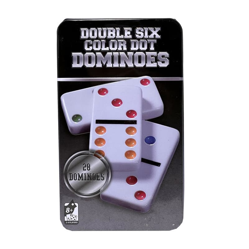 بازی فکری ناب سل مدل دومینو 28 عددی نقطه رنگی نشکن همراه با قاب فلزی کد DOUBLE SIX COLOR DOT DOMINOES NAAB001 — تصویر ۴