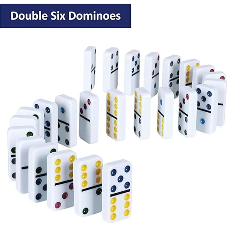 بازی فکری ناب سل مدل دومینو 28 عددی نقطه رنگی نشکن همراه با قاب فلزی کد DOUBLE SIX COLOR DOT DOMINOES NAAB001 — تصویر ۶