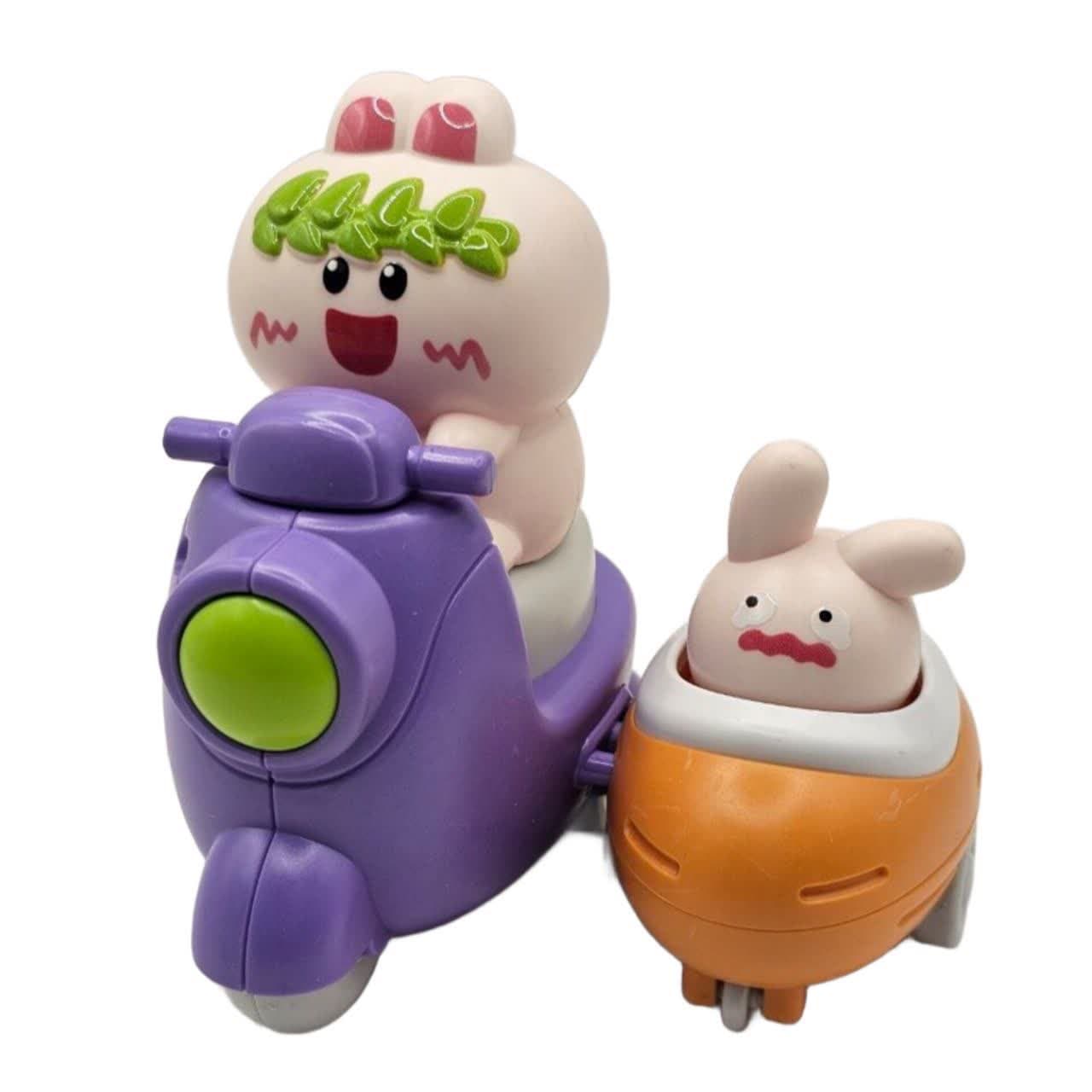 اسباب بازی ناب سل مدل خرگوش و بچه بامزه فشاری قدرتی وسپا سوار کد PRESS AND GO ANIMAL SCOOTER TOY WITH BABY NAAB002 مجموعه 2 عددی — تصویر ۲