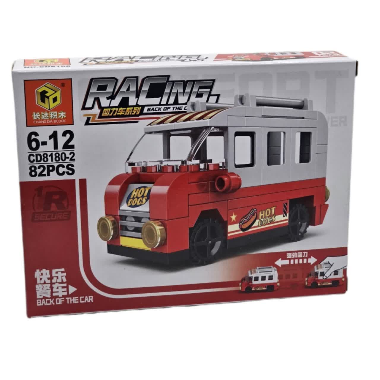 ساختنی 82 تکه ناب سل مدل ماشین فود تراک هات داگ طرح عقب کش کد 82PCS RACING BACK OF THE CAR NO.CD8180TEAM02 — تصویر ۶