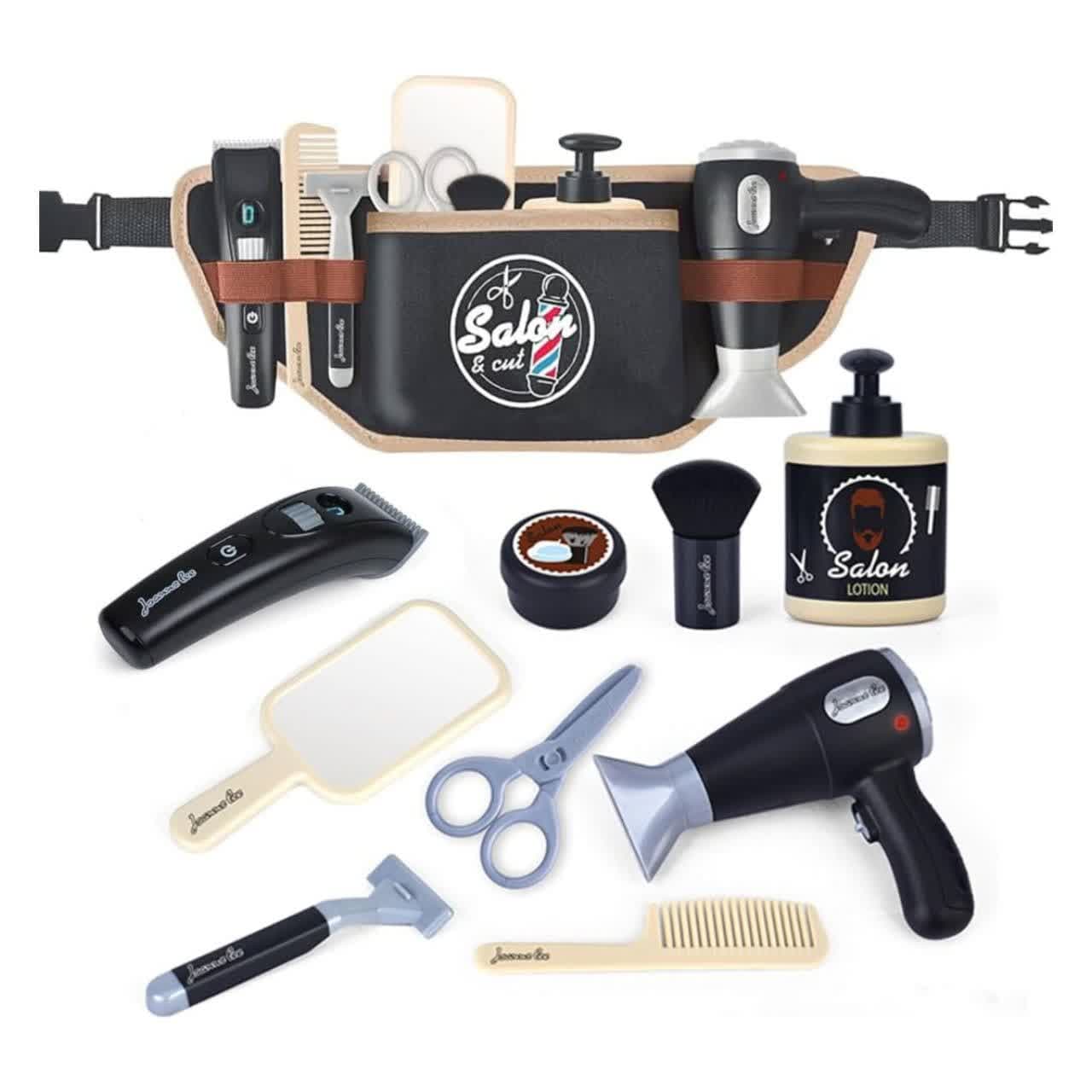 ست اسباب بازی ابزار ناب سل مدل آرایشگری پسرانه مدل 10تکه کد10PCS CEINTURE BARBER همراه با کیف کمری — تصویر ۲