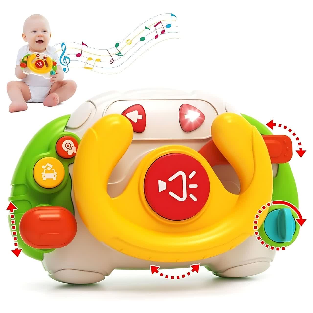 اسباب بازی ناب سل مدل فرمان موزیکال چراغدار بامزه کد BABY TOY STEERING WHEEL همراه با صدای استارت ماشین