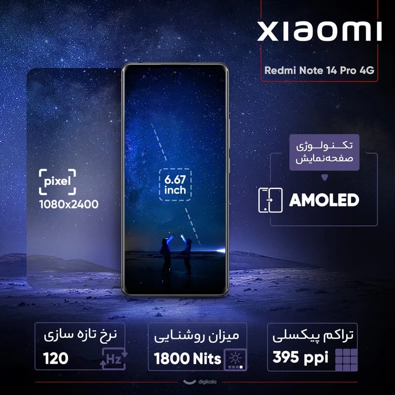 گوشی موبایل شیائومی مدل Redmi Note 14 Pro 4G دو سیم کارت ظرفیت 256 گیگابایت و رم 8 گیگابایت – گلوبال به همراه شارژر — تصویر ۷