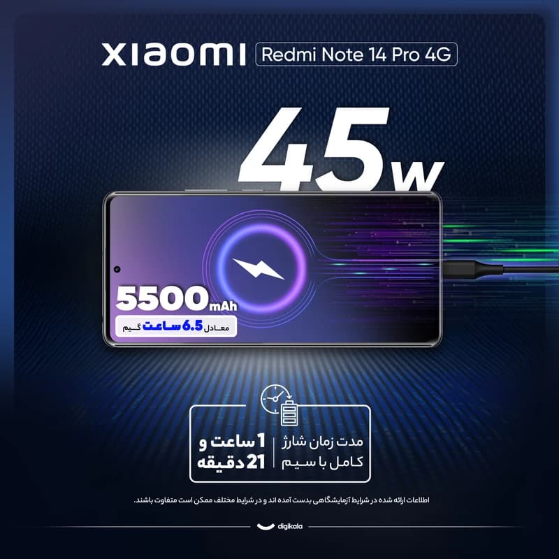گوشی موبایل شیائومی مدل Redmi Note 14 Pro 4G دو سیم کارت ظرفیت 256 گیگابایت و رم 8 گیگابایت – گلوبال به همراه شارژر — تصویر ۴
