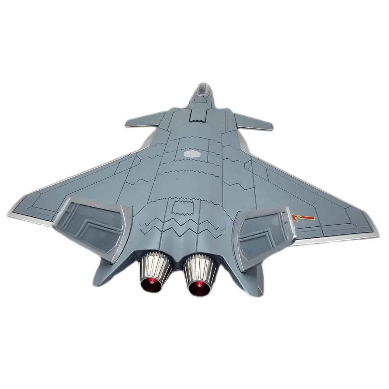 ماکت هواپیما ناب سل مدل جت جنگنده تمام فلز موزیکال چراغدار عقب کش Musical fighter jet with lights chengdu J-20 — تصویر ۱۲