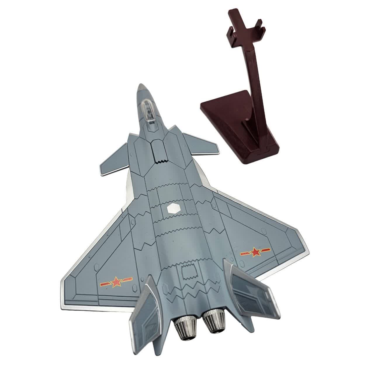 ماکت هواپیما ناب سل مدل جت جنگنده تمام فلز موزیکال چراغدار عقب کش Musical fighter jet with lights chengdu J-20 — تصویر ۵
