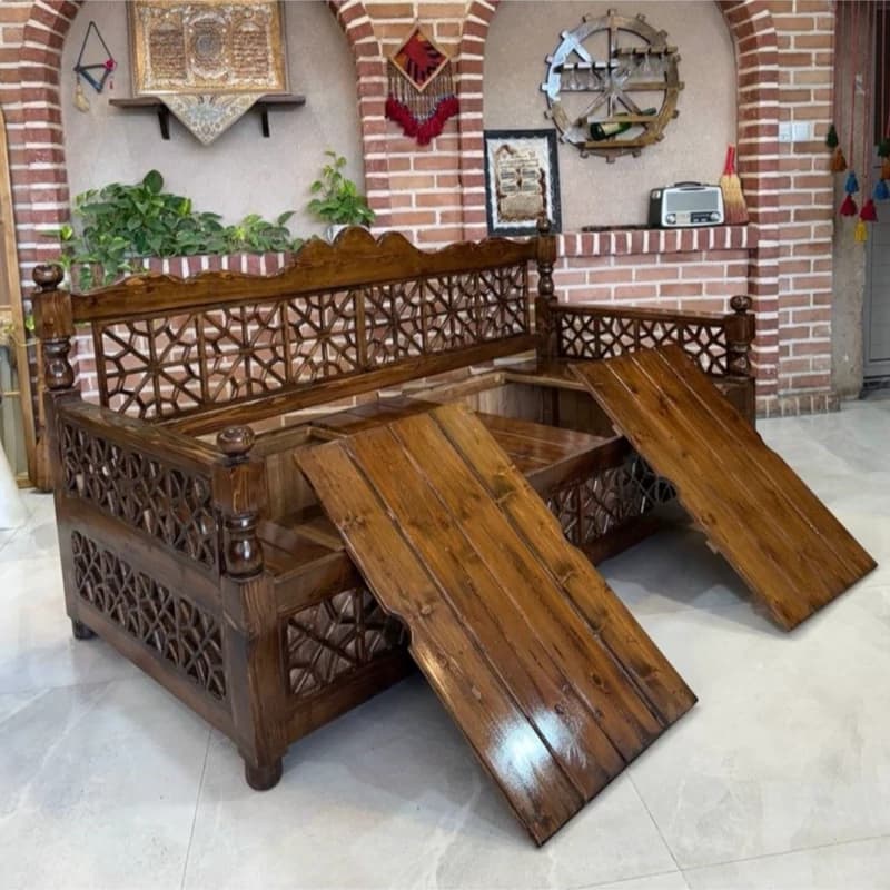 تخت چوبی شاه نشین باکس دار