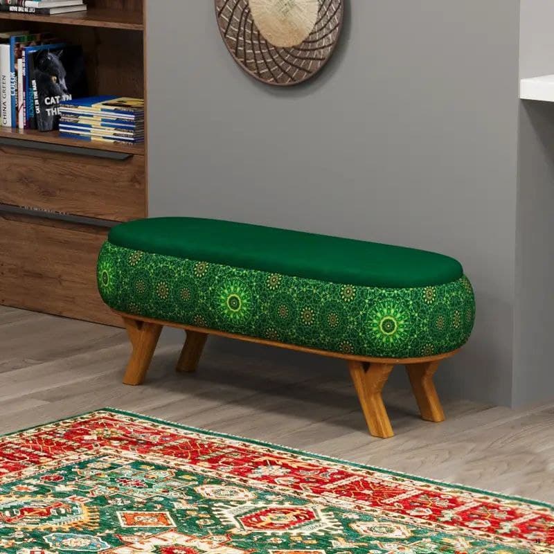 پاف نیمکتی نقش طرح لاهیجان سایز 120-90 — تصویر ۵