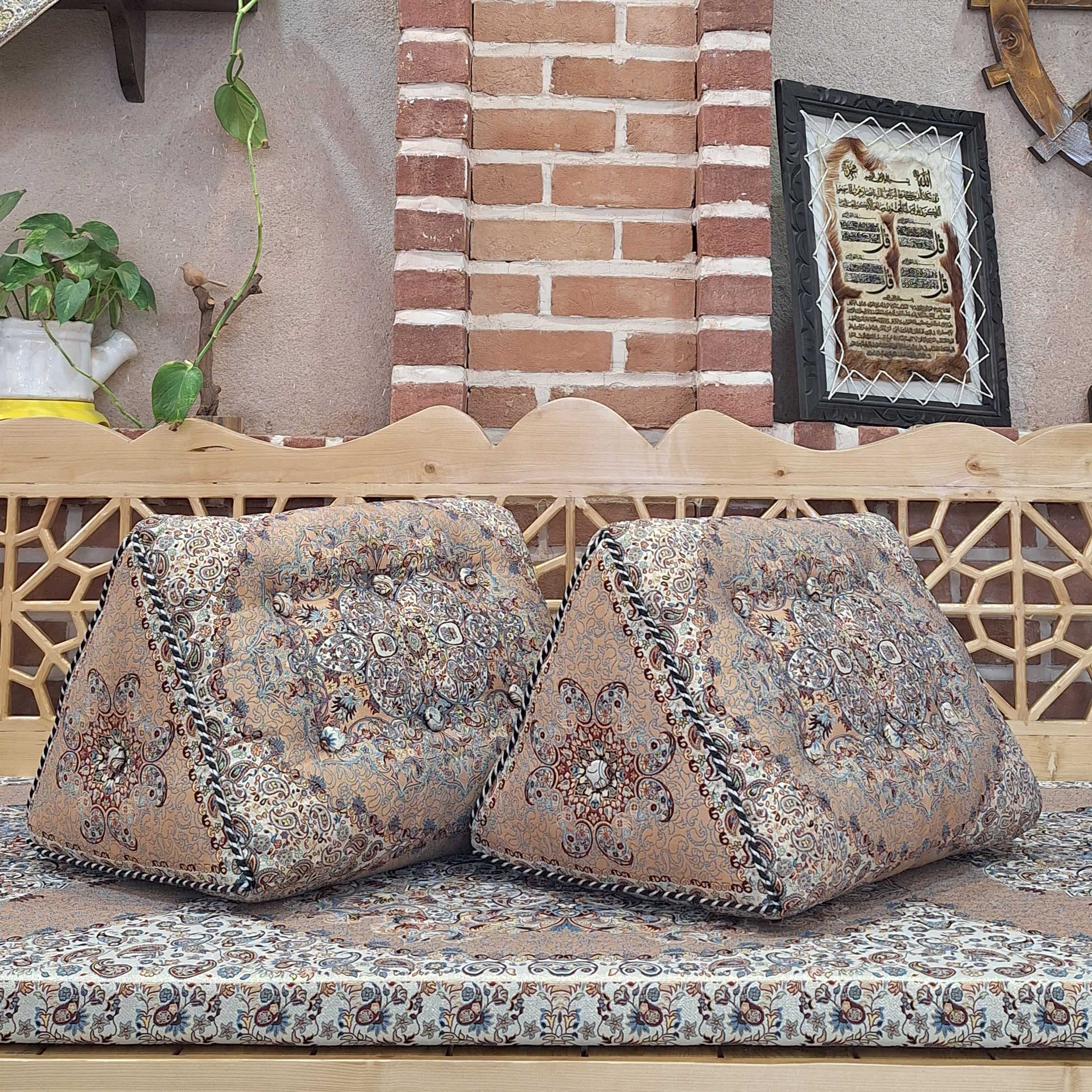 ست پشتی سنتی طرح بهشت رنگ نسکافه ای — تصویر ۶