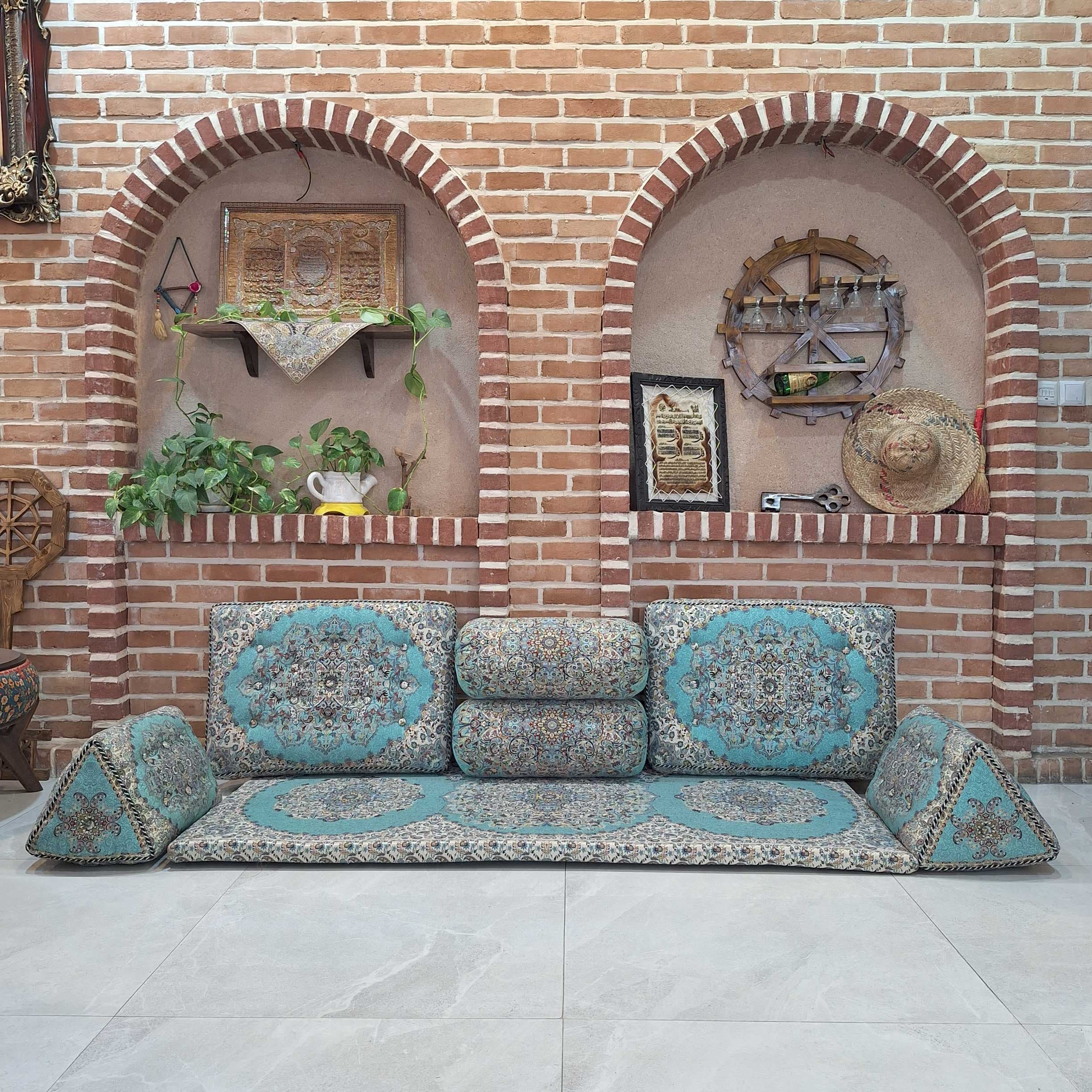 پشتی سنتی طرح بهشت رنگ سبز ( یک جفت ) — تصویر ۶