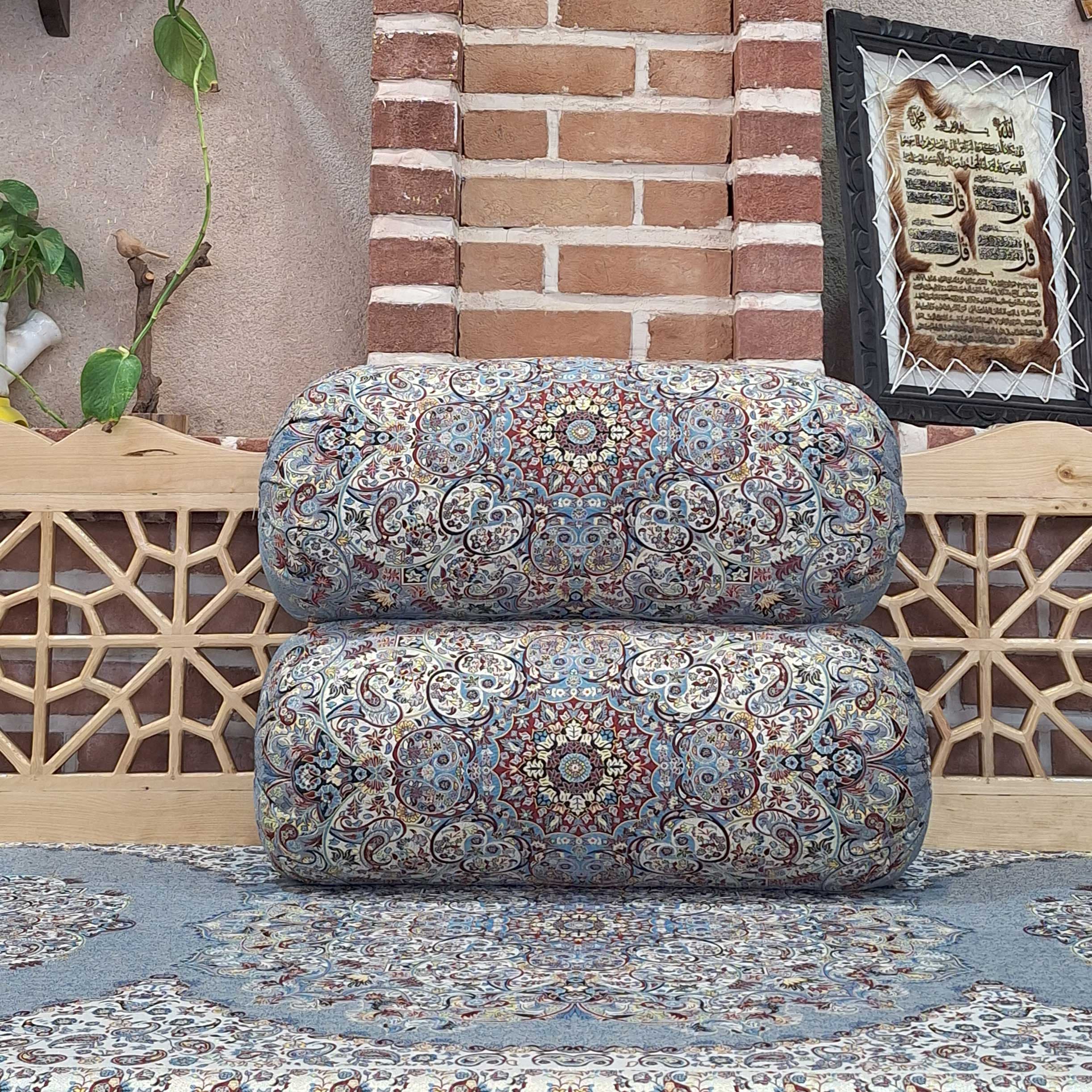 ست پشتی سنتی طرح بهشت رنگ طوسی — تصویر ۶