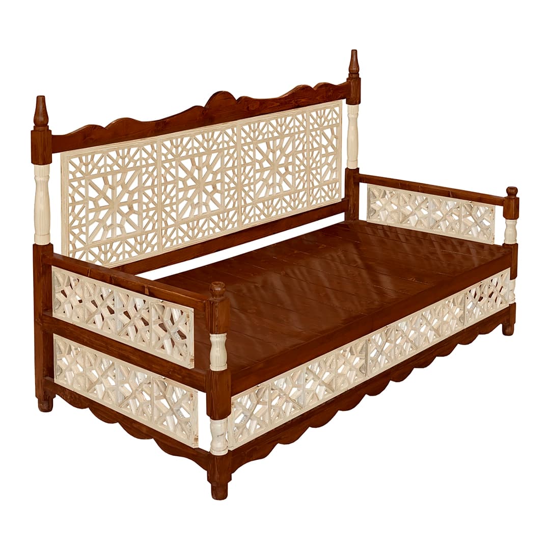 تخت سنتی طرح سلطنتی دو رنگ چوب روسی — تصویر ۵