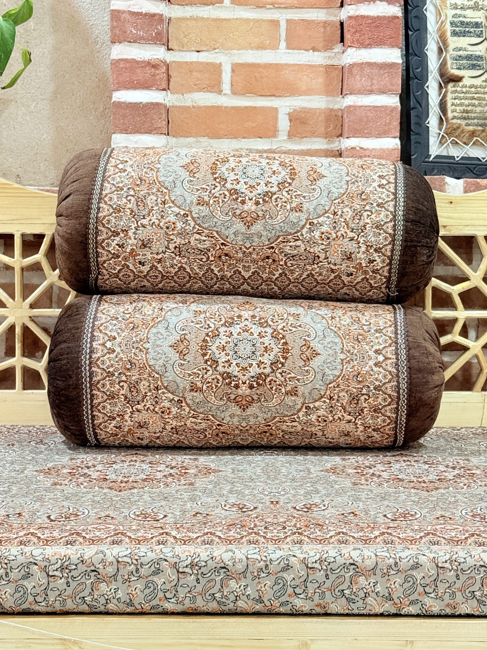 بالشت گرد سنتی گردویی طرح خان سالار ( یک جفت )