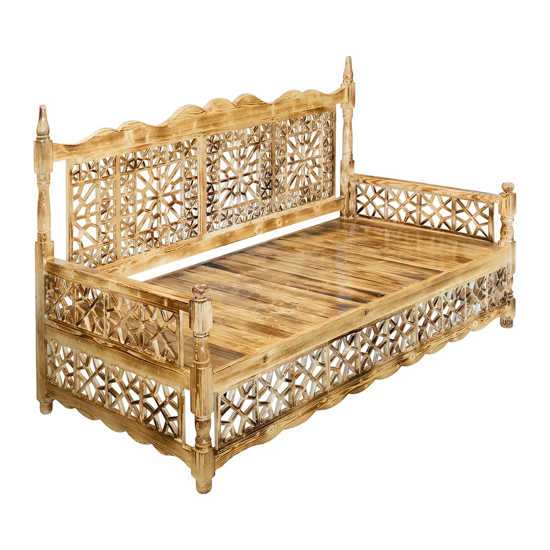 تخت سنتی طرح سلطنتی رنگ چوب سوخته چوب روسی