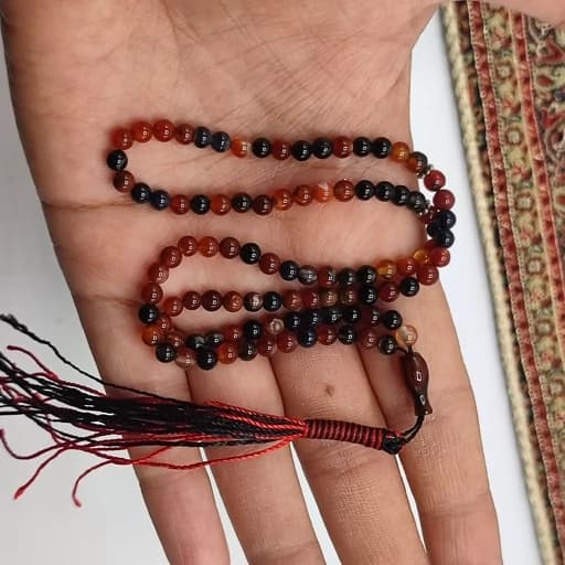 تسبیح سنگ عقیق سلیمانی 4 میل 100 دانه — تصویر ۱۲