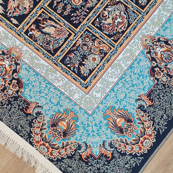 فرش ماشینی چاپی | فرشینه مخمل هازان ترک استپ دار (ضد سر) طرح سنتی کد A111 — تصویر ۴