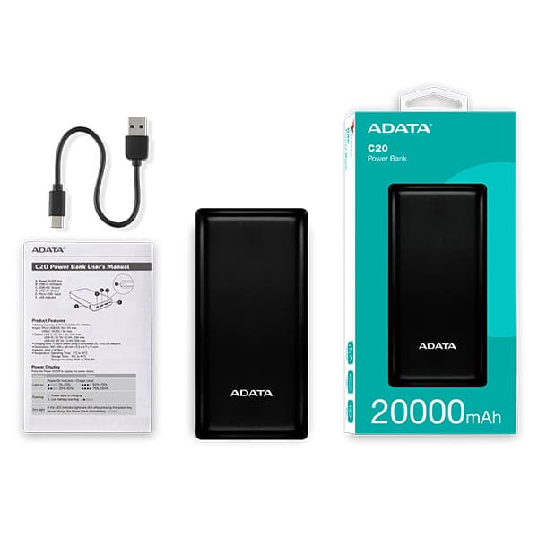 پاوربانک فست شارژ ADATA 15W 20000mAh مدل C20-گارانتی شرکتی-کد6487 — تصویر ۱۰