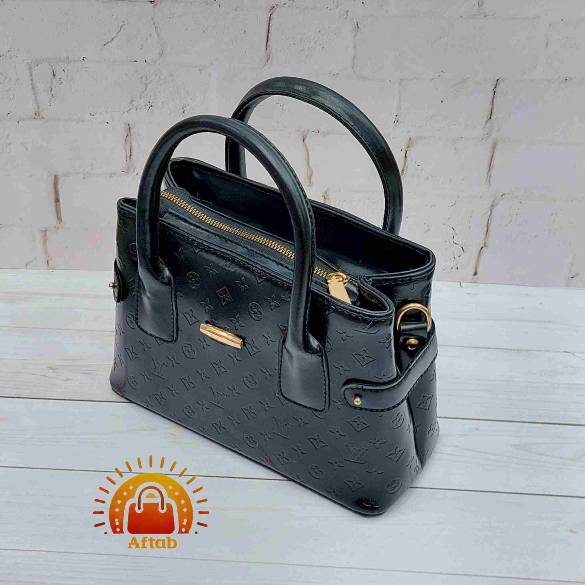 کیف دوشی زنانه دخترانه دسته کوتاه مشکی طرح LV — تصویر ۶