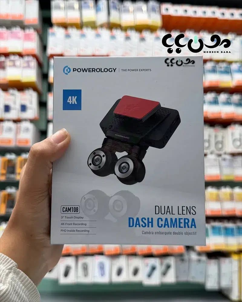 دوربین داش کم 4K پاورولوژی مدل P4KCAM108 | دو لنز محسن بابا — تصویر ۲