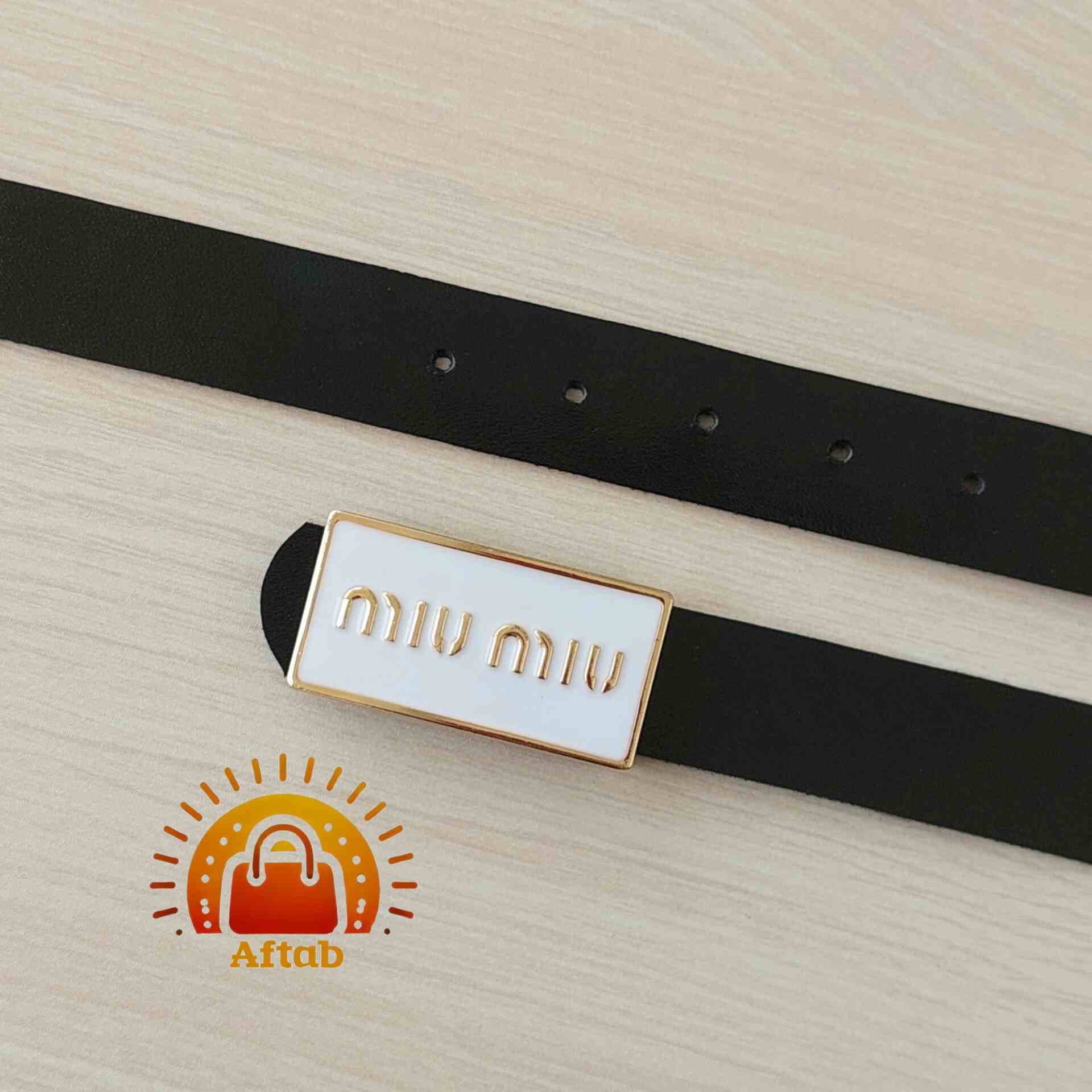 کمربند زنانه سگک Miu Miu رزین سفید عرض 3 سانتی‌متر — تصویر ۲