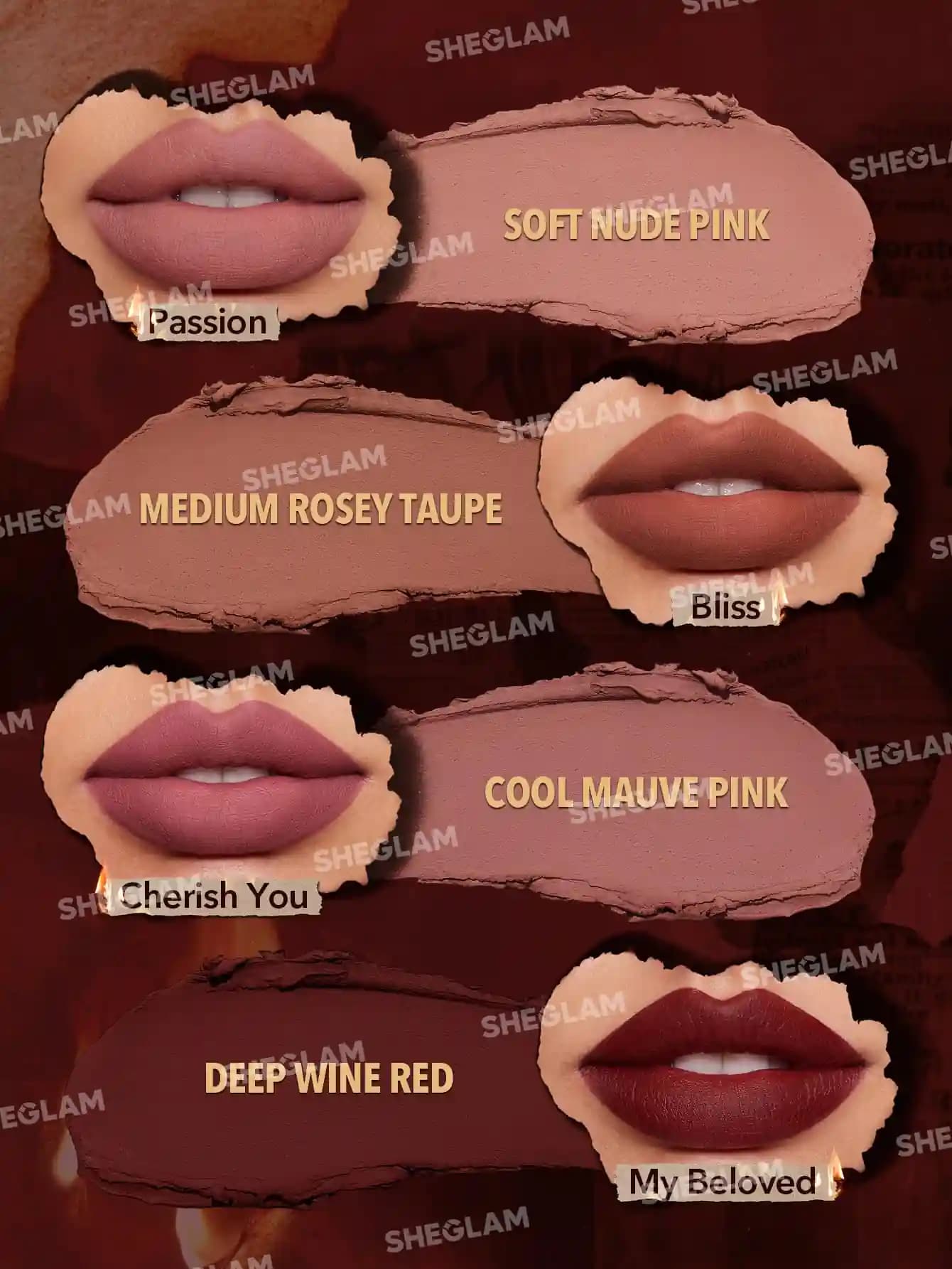 پک رژ جامد 4 عددی امبر رز شیگلم SHEGLAM EMBER ROSE — تصویر ۵