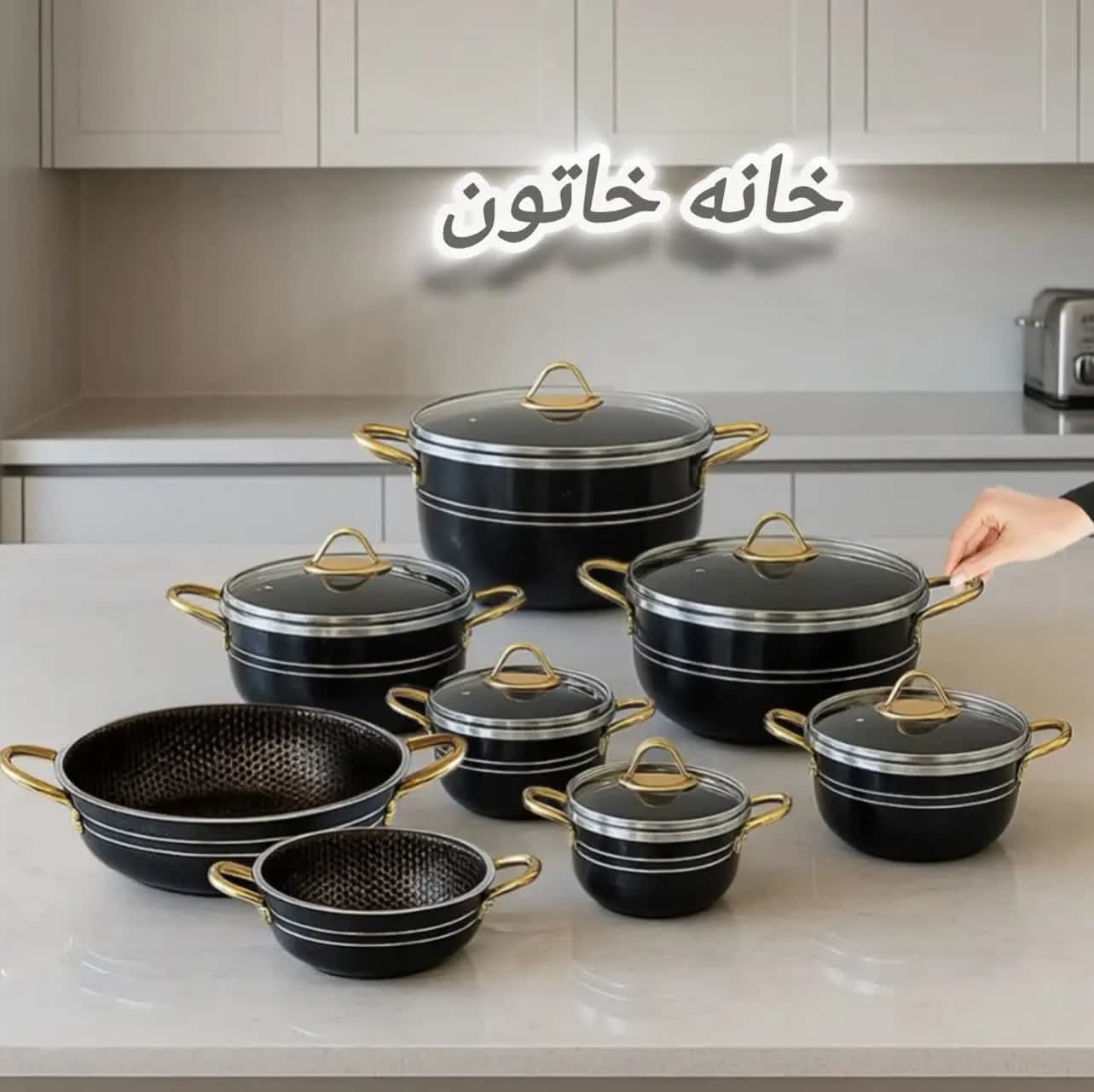 سرویس قابلمه و تابه تفلون ۱۴ پارچه هلنا — تصویر ۳