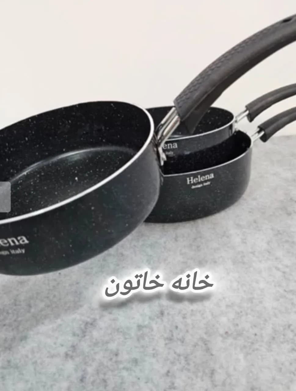 ماهیتابه تک دسته داخل گرانیتی ۳ عددی برند هلنا — تصویر ۲