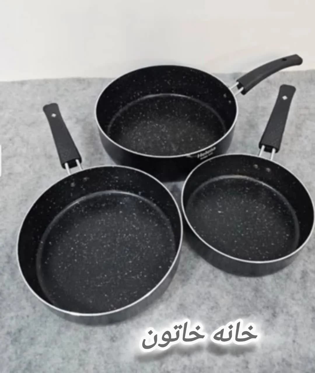 سرویس ماهیتابه تک دسته داخل گرانیتی ۳ عددی برند هلنا — تصویر ۵