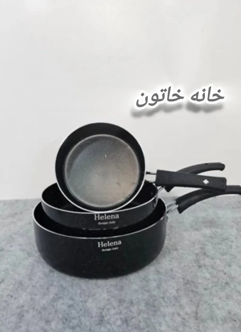 سرویس ماهیتابه تک دسته داخل گرانیتی ۳ عددی برند هلنا — تصویر ۴