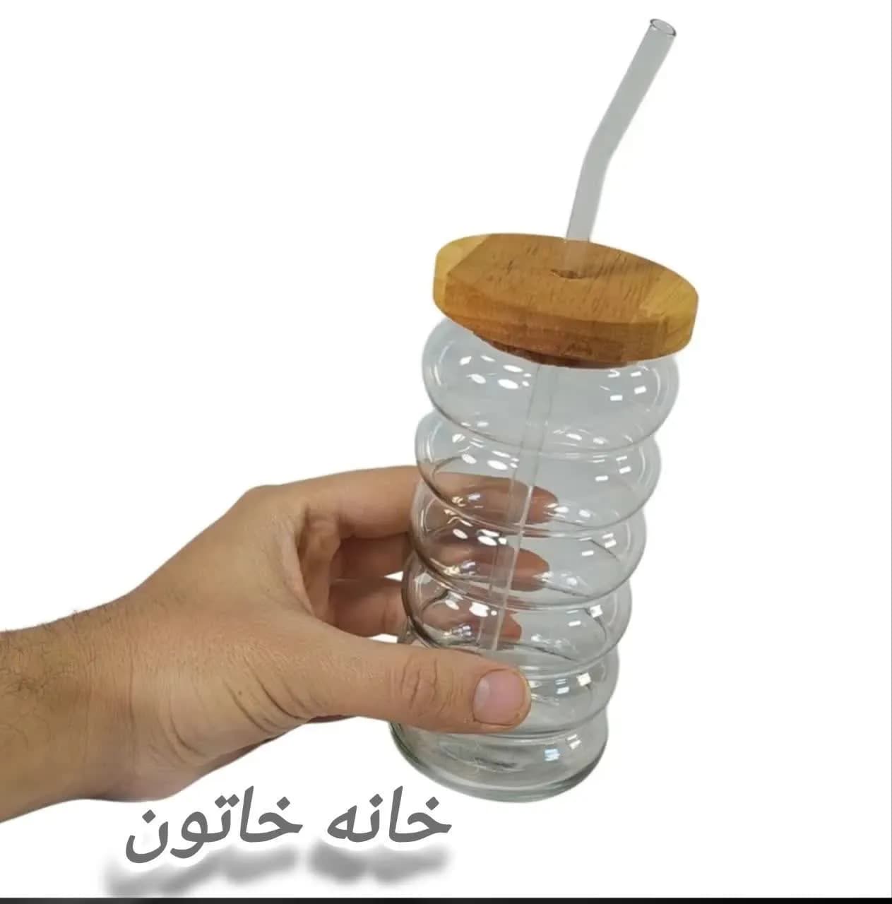 ماگ اسموتی طرح فنر شیشه ای درب رابر — تصویر ۳