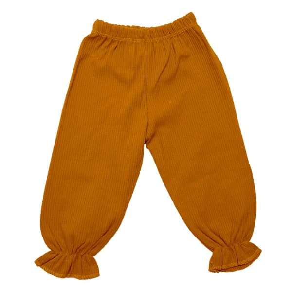 ست بلوز و شلوار دخترانه پیراهن کرمی طرح گل و شلوار آجری سایز 30و35 — تصویر ۶