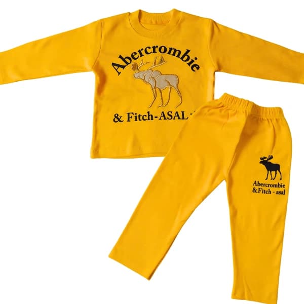 پیراهن و شلوار بچگانه اسپرت زرد Abercrombie مدل گوزن سایز 35 و 40 — تصویر ۹