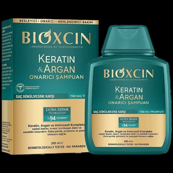 شامپو ضد ریزش و محافظت کننده کراتین و آرگان بیوکسین 300 میل | Keratin and argan Bioxcin anti-shedding and protective shampoo 300 ml — تصویر ۴
