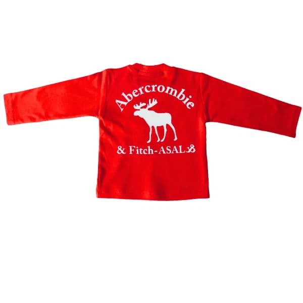 بلوز و شلوار شیک و اسپرت بچگانه قرمز Abercrombie مدل گوزن سایز35و40 — تصویر ۱۲