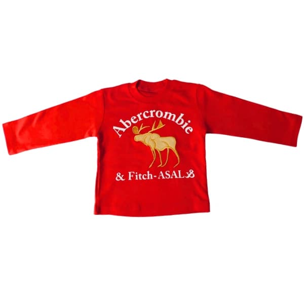 بلوز و شلوار شیک و اسپرت بچگانه قرمز Abercrombie مدل گوزن سایز35و40 — تصویر ۲
