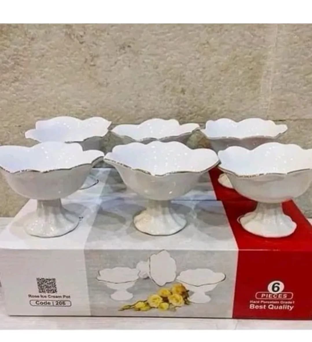 بستنی خوری لمون چینی طرح رز لب طلا — تصویر ۷