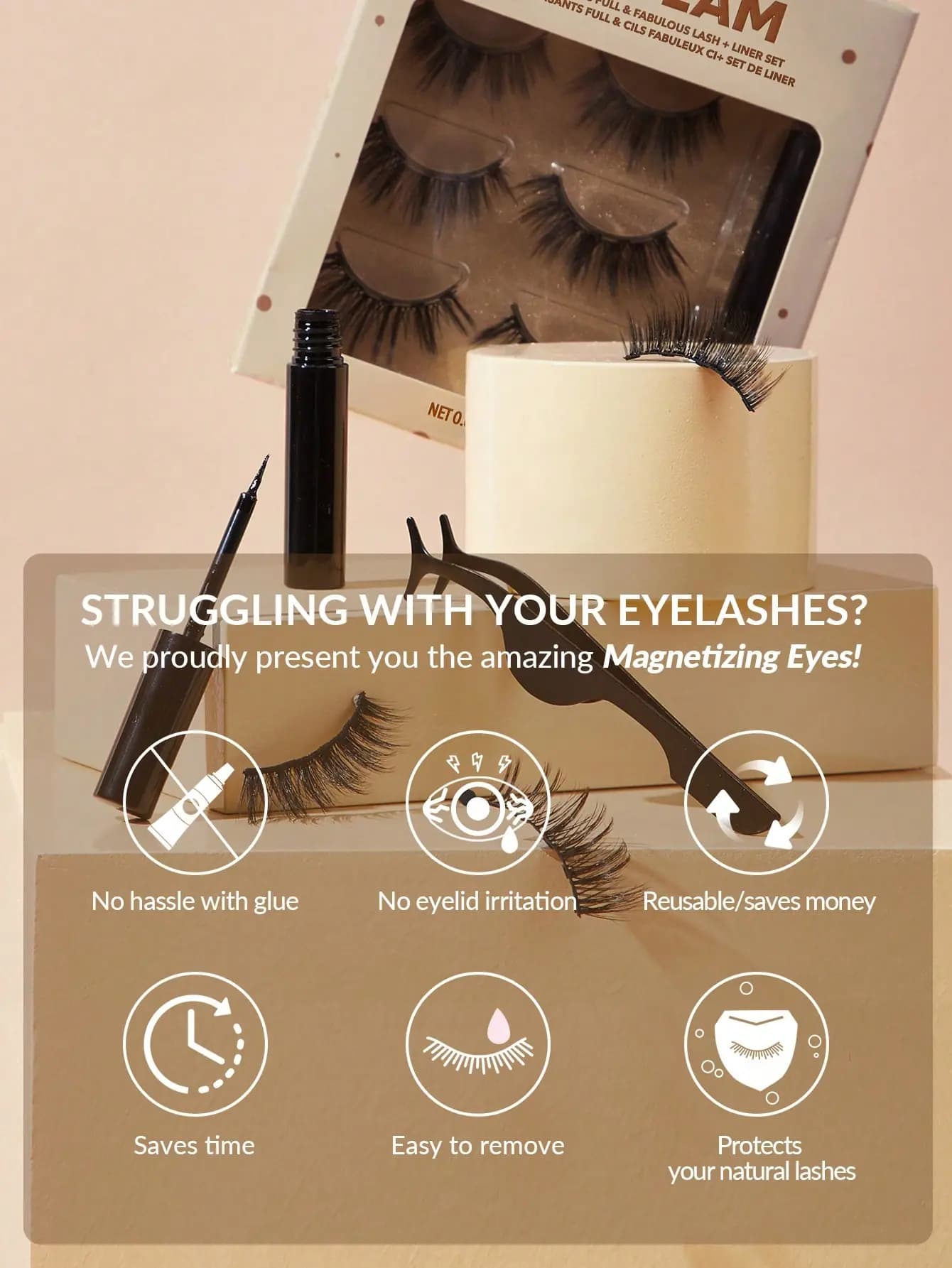 ست مژه مگنتی پنس و خط چشم شیگلم مدل MAGNETIZING LASHES – LINER SET — تصویر ۲