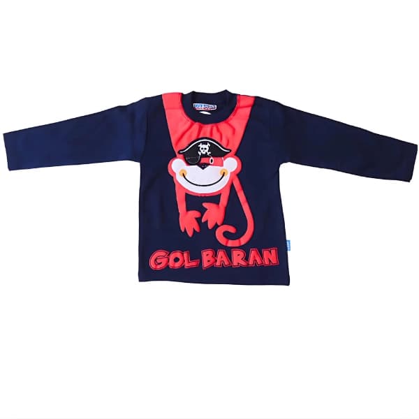 ست بلوز شلوار پسرانه سرمه ای و قرمز طرح میمون — تصویر ۱۰
