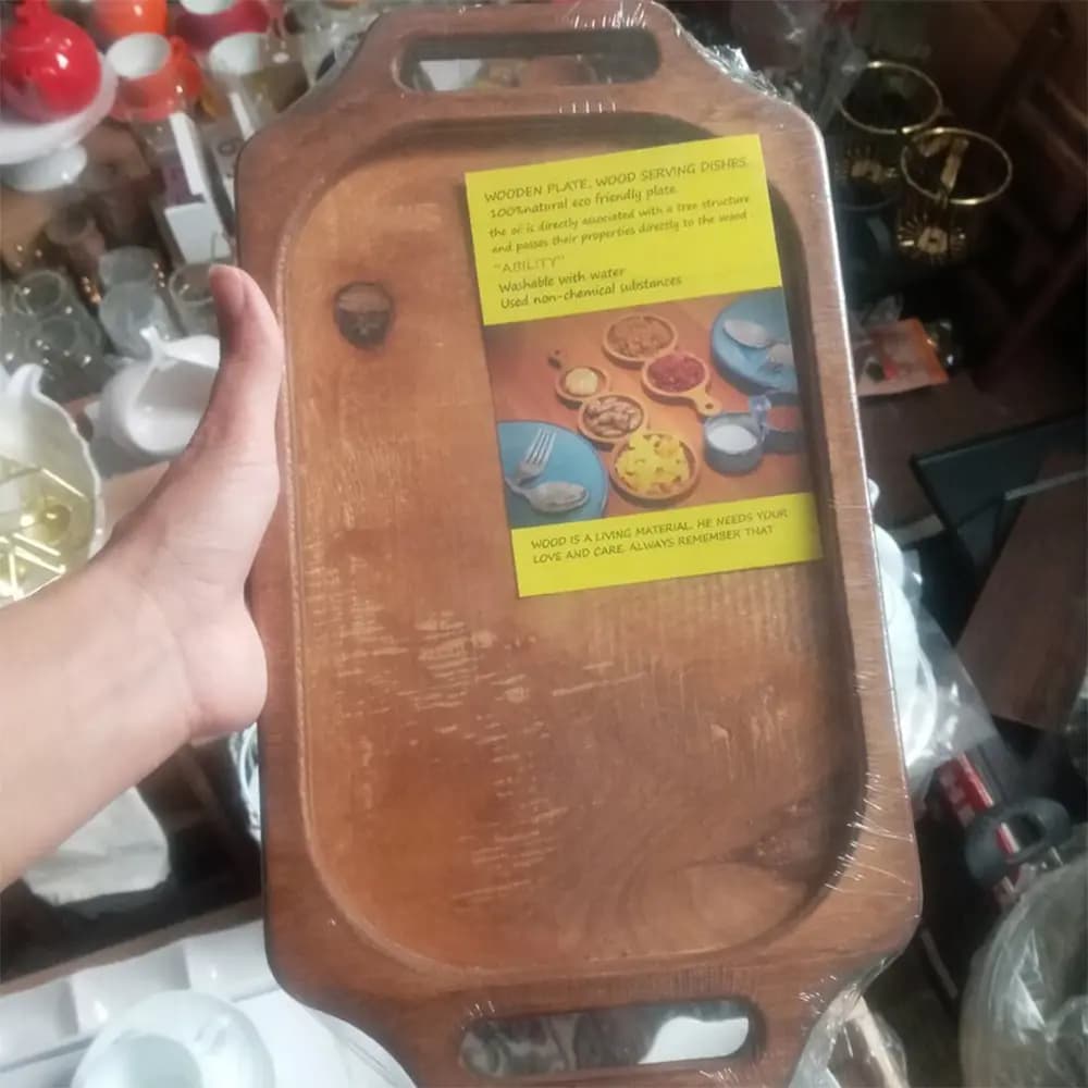 سینی تمام چوب مستطیل دسته دار — تصویر ۲