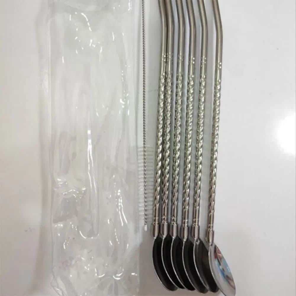 نی قاشق دار استیل در دو طرح