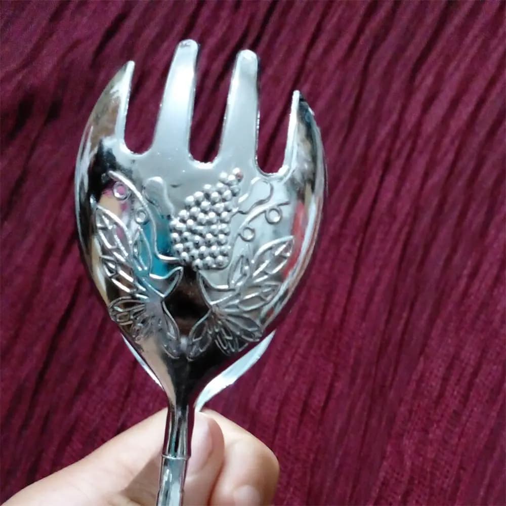 قاشق انبری سالاد فلزی طرح دار ( چنگال سالاد ) — تصویر ۴